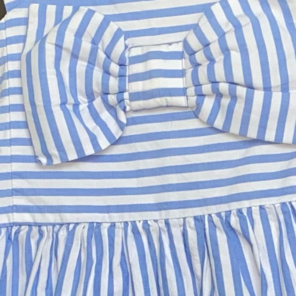 Janie and jack Kids dress size 2t  light blue strips with and bow - Picture 4 of 5
